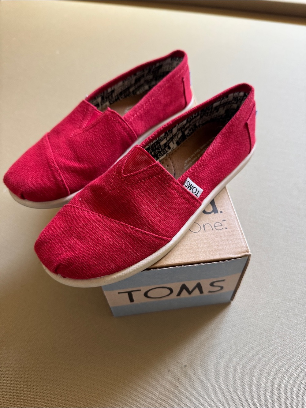 Toms Kids Slip-On Canvas Sneakers in Red